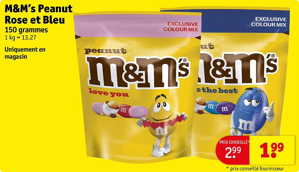 M&M’s Peanut Rose et Bleu 150 grammes