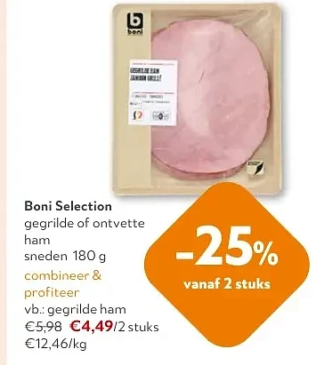 Boni Selection gegrilde of ontvette ham sneden 180 g