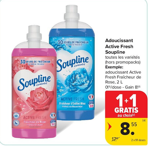 Adoucissant Active Fresh Soupline 2 x 91 doses