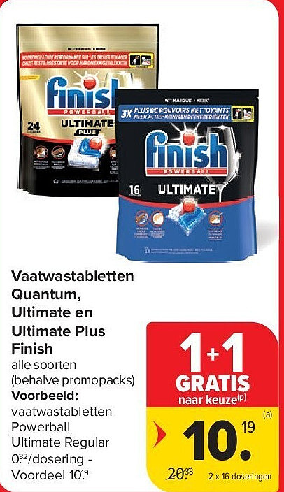 Vaatwastabletten Quantum, Ultimate en Ultimate Plus Finish