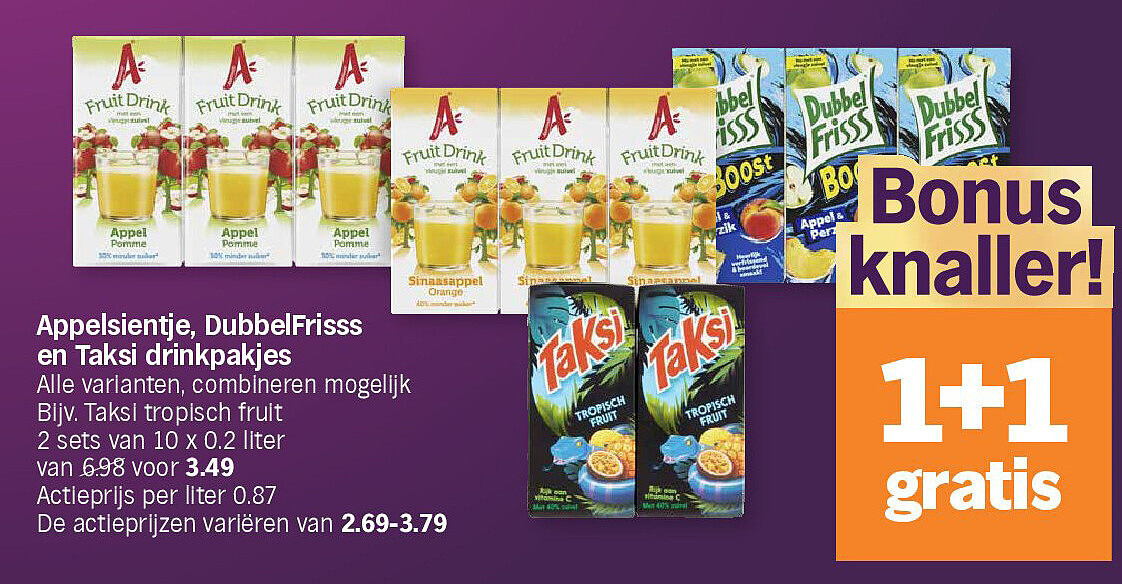 Appelsientje, DubbelFrisss en Taksi drinkpakjes