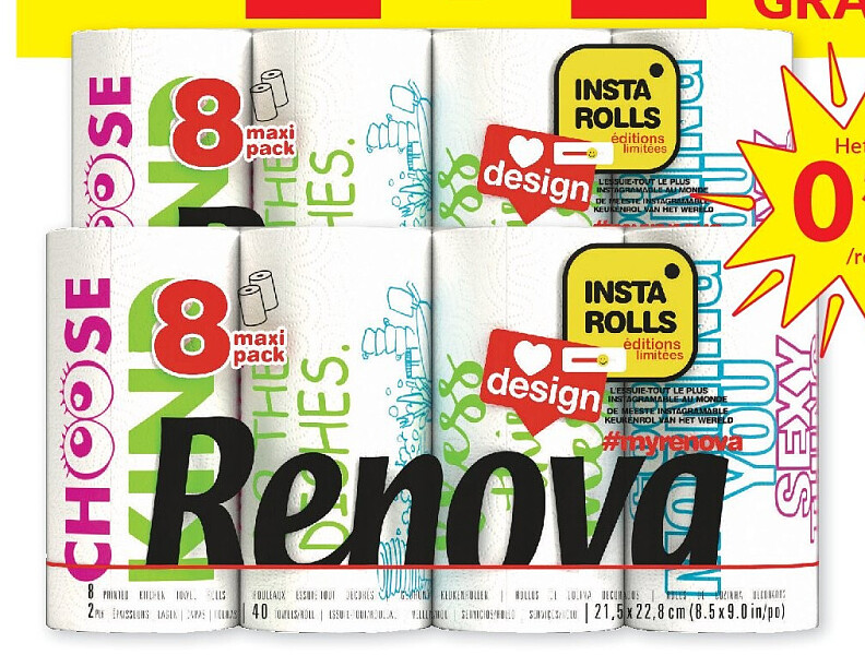 Renova keukenpapier Design limited edition 8 rollen