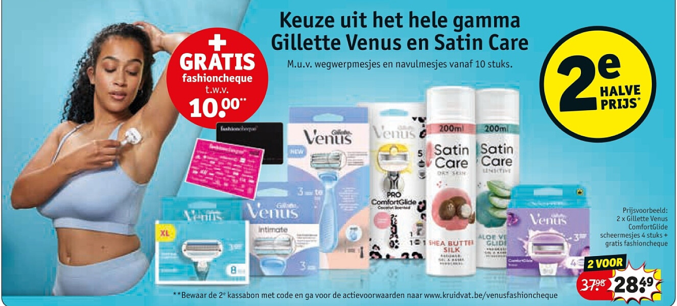 2 x Gillette Venus ComfortGlide scheermesjes 4 stuks + gratis fashioncheque