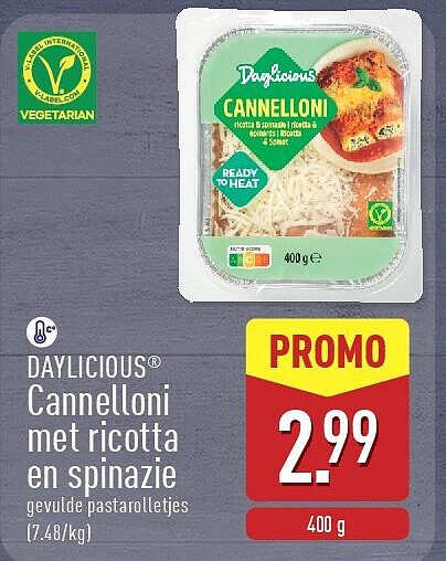 Cannelloni met ricotta en spinazie