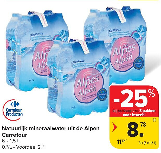 Natuurlijk mineraalwater uit de Alpen Carrefour