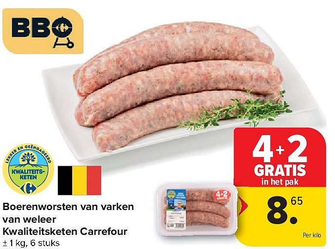 Boerenworsten van varken van weleer Kwaliteitsketen Carrefour