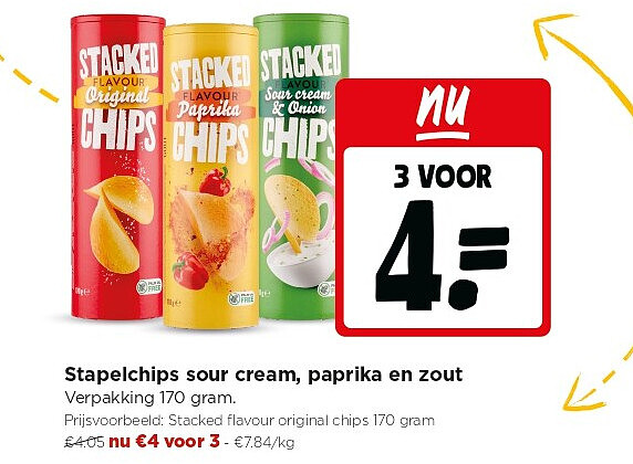 Stapelchips sour cream, paprika en zout