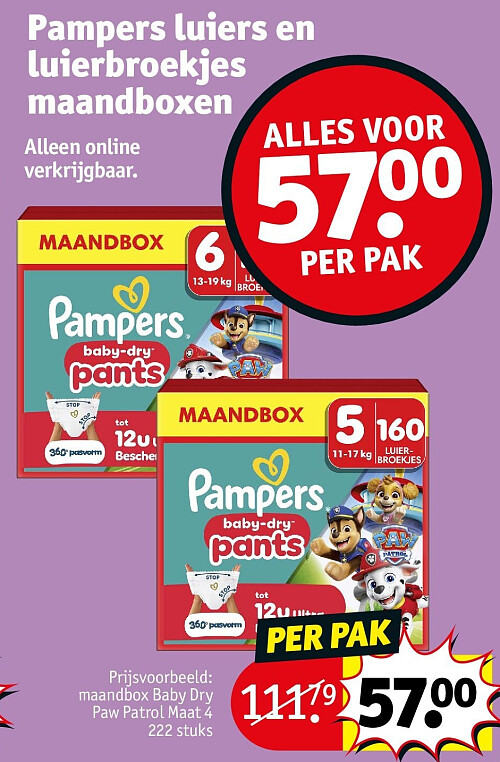 Pampers luiers en luierbroekjes maandboxen