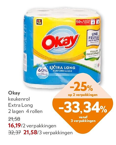 Okay keukenrol Extra Long 2 lagen 4 rollen