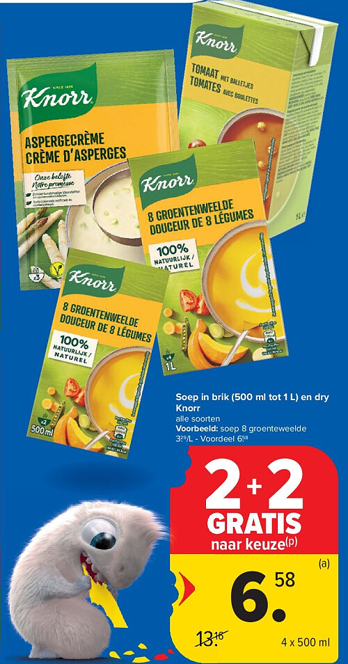 Soep in brik (500 ml tot 1 L) en dry Knorr
