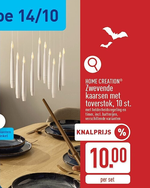 Zwevende kaarsen met toverstok, 10st.