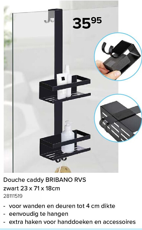 Douche caddy BRIBANO RVS zwart 23 x 71 x 18cm 28111519