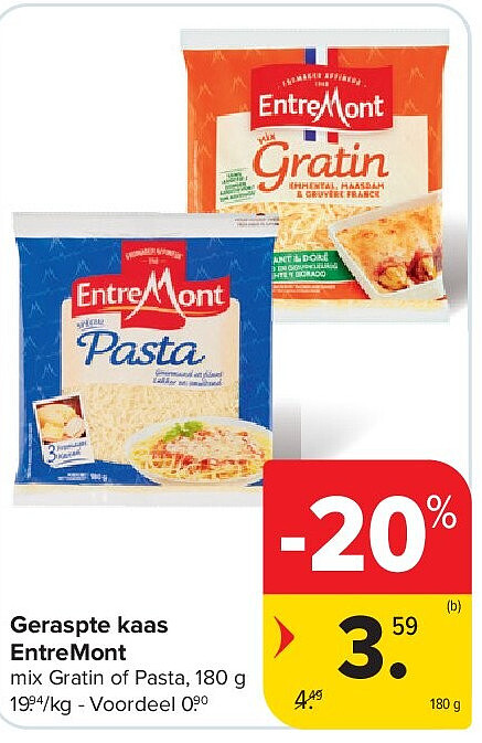 Geraspte kaas EntreMont