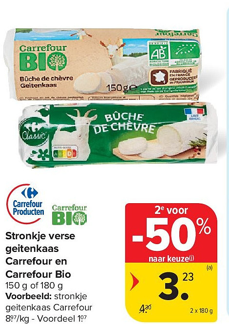 Stronkje verse geitenkaas Carrefour en Carrefour Bio
