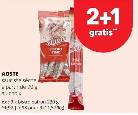 AOSTE saucisse sèche à partir de 70 g
