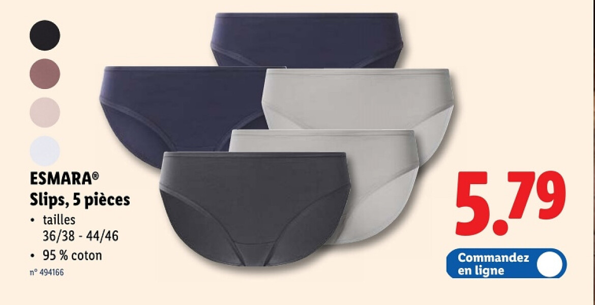 Slips, 5 pièces