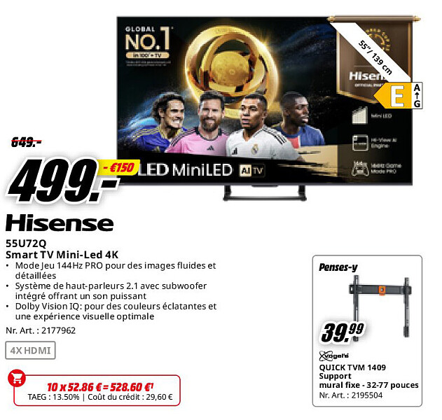 Hisense 55U72Q Smart TV Mini-Led 4K