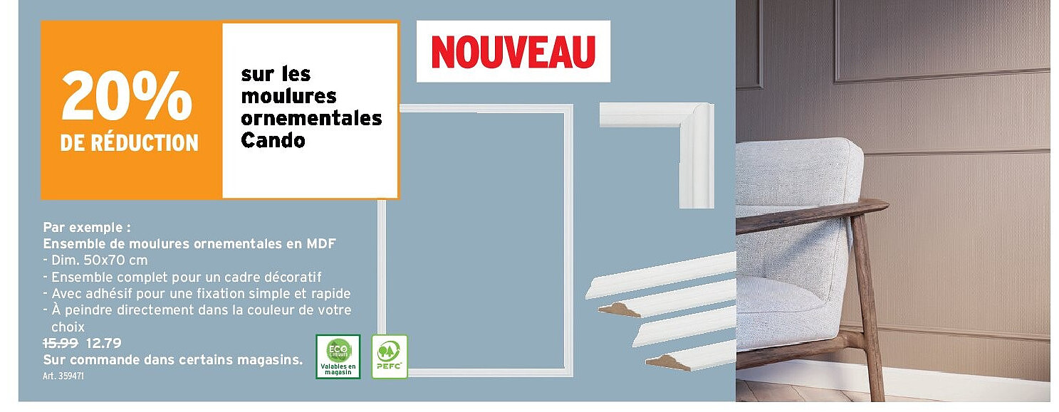 Ensemble de moulures ornementales en MDF