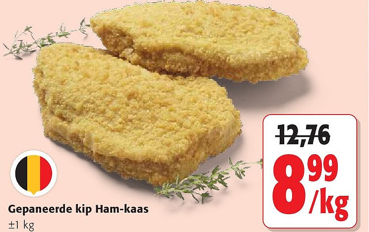 Gepaneerde kip Ham-kaas