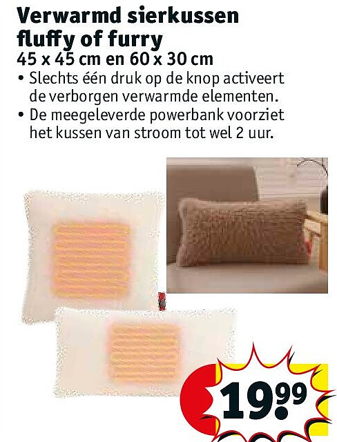 Verwarmd sierkussen fluffy of furry