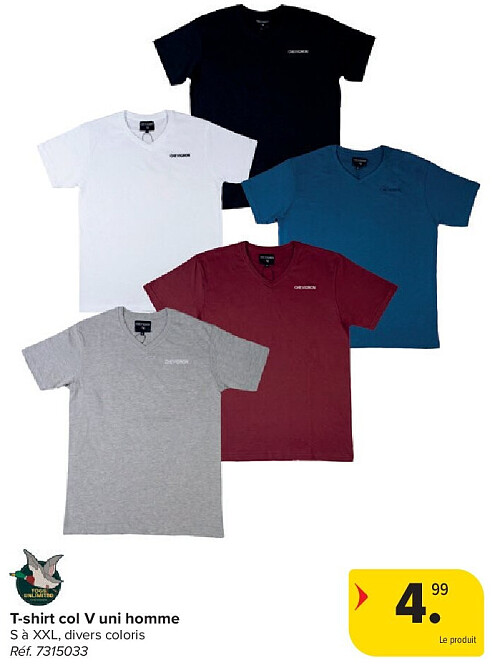 T-shirt col V uni homme