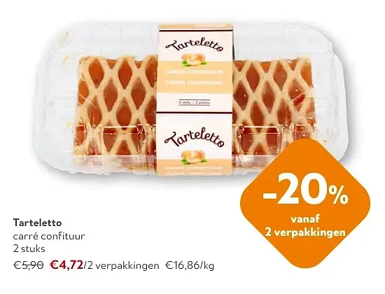 Tarteletto carré confituur 2 stuks