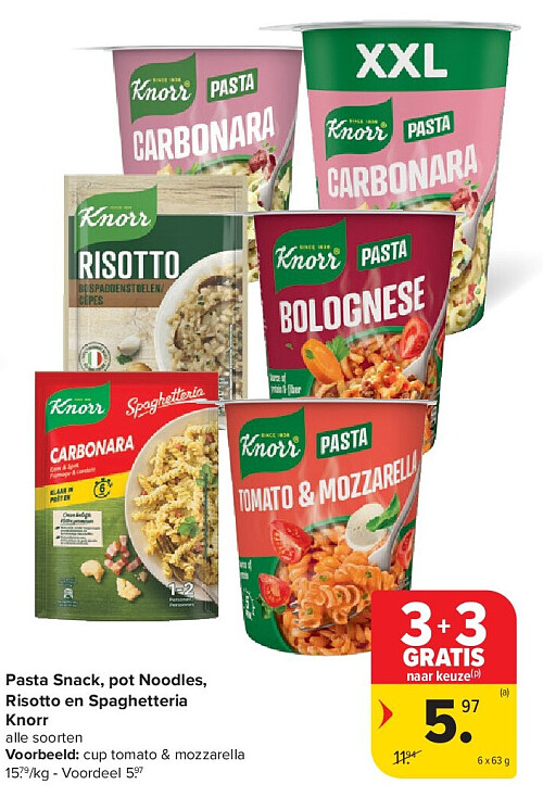 Pasta Snack, pot Noodles, Risotto en Spaghetteria Knorr