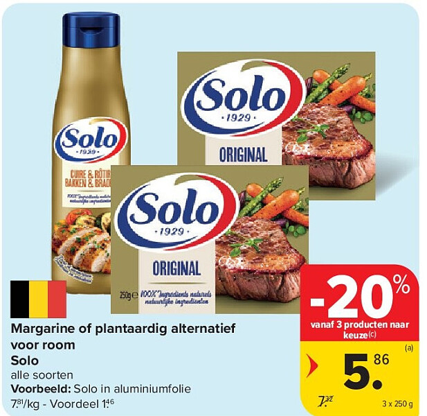 Margarine of plantaardig alternatief voor room Solo