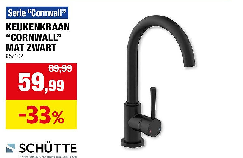 KEUKENKRAAN “CORNWALL” MAT ZWART