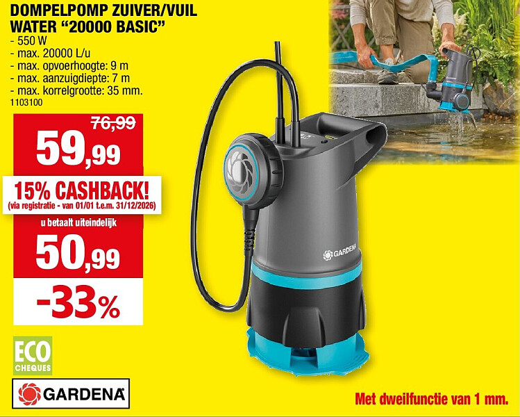 DOMPELPOMP ZUIVER/VUIL WATER “20000 BASIC”