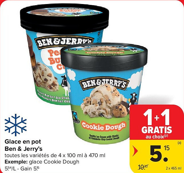 Glace en pot Ben & Jerry’s 2 x 465 ml