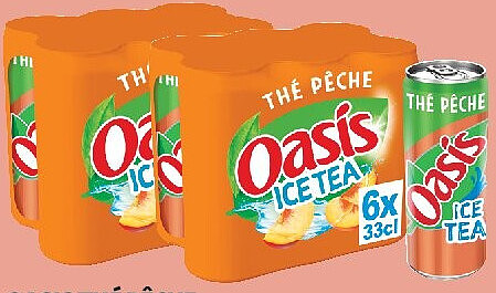 Oasis thé pêche canettes 6 x 33 cl