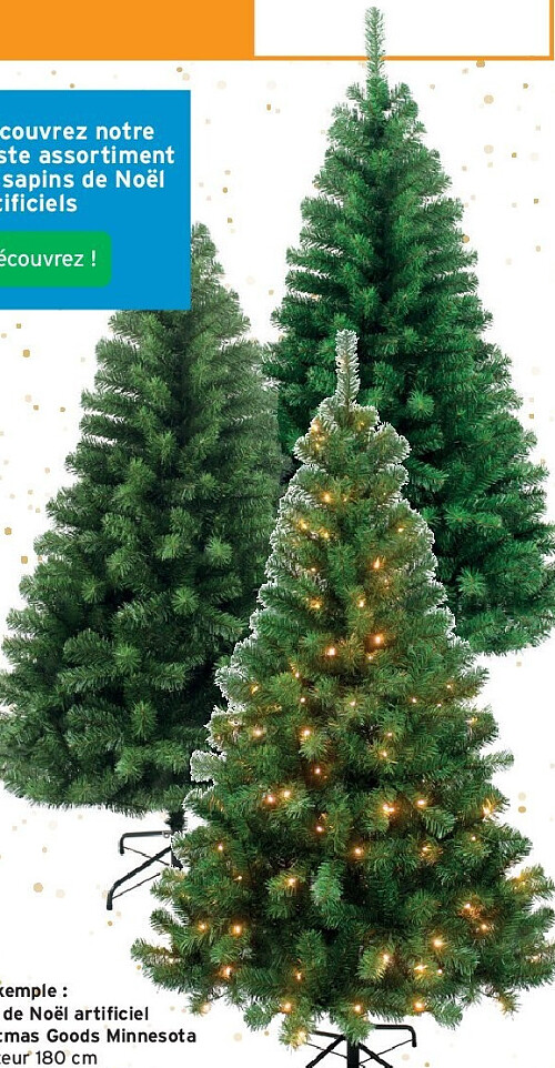 Sapin de Noël artificiel Christmas Goods Minnesota, hauteur 180 cm, avec éclairage LED