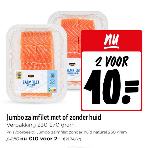 Jumbo zalmfilet met of zonder huid