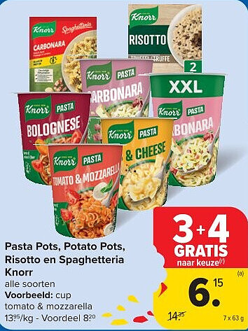Pasta Pots, Potato Pots, Risotto en Spaghetteria Knorr