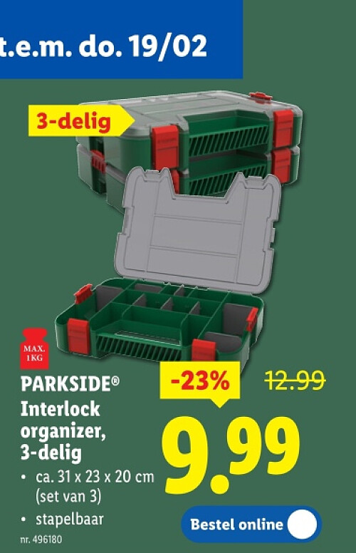 Interlock organizer, 3-delig