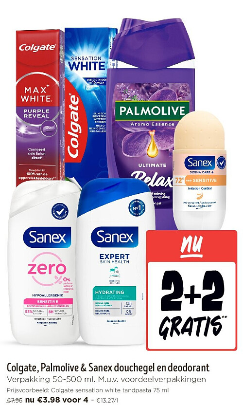 Colgate, Palmolive & Sanex douchegel en deodorant