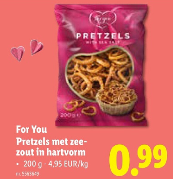 Pretzels met zeezout in hartvorm