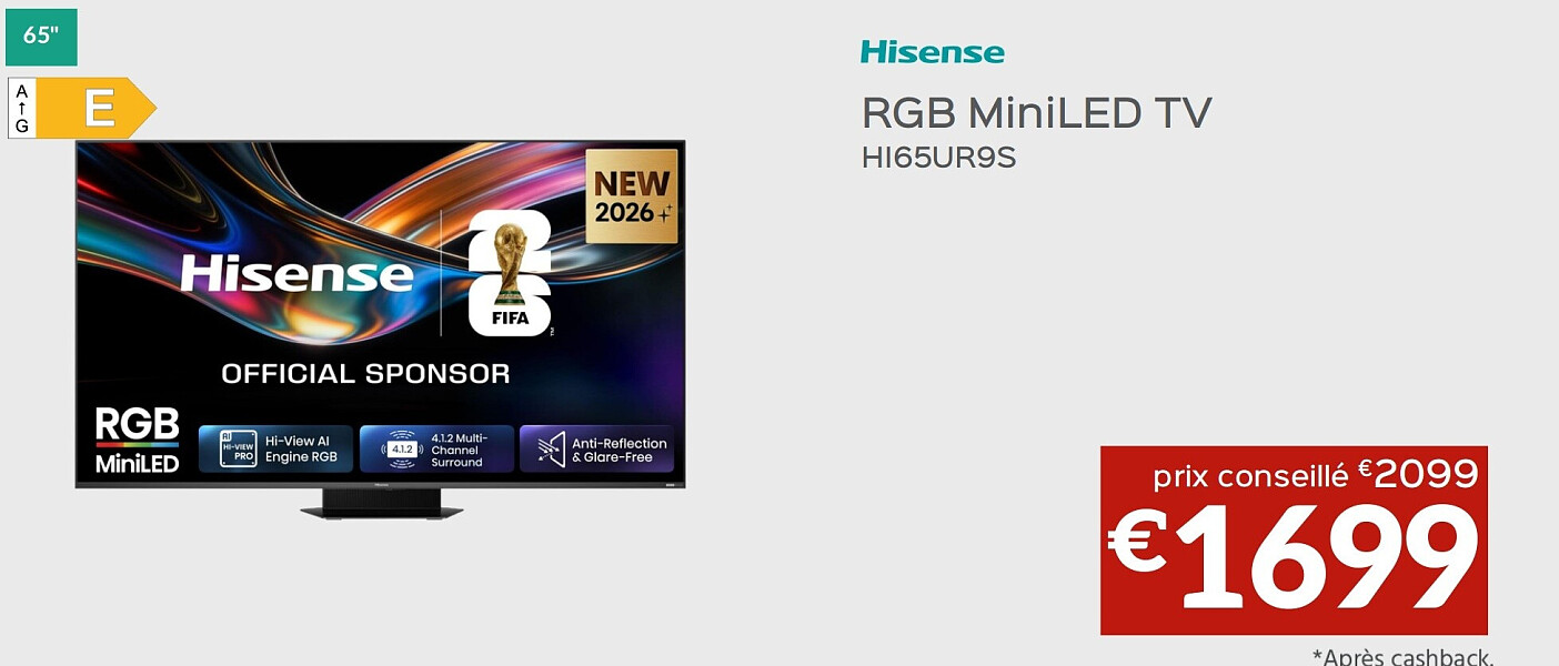 Hisense RGB MiniLED TV HI65UR9S