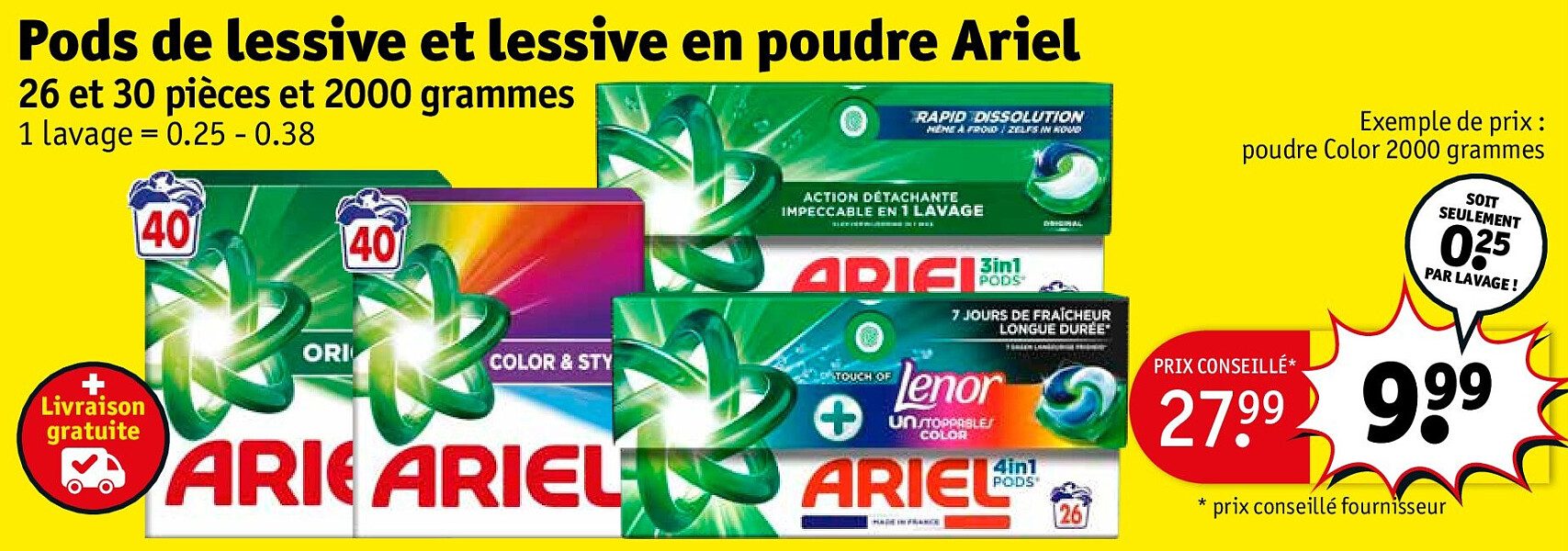 Pods de lessive et lessive en poudre Ariel