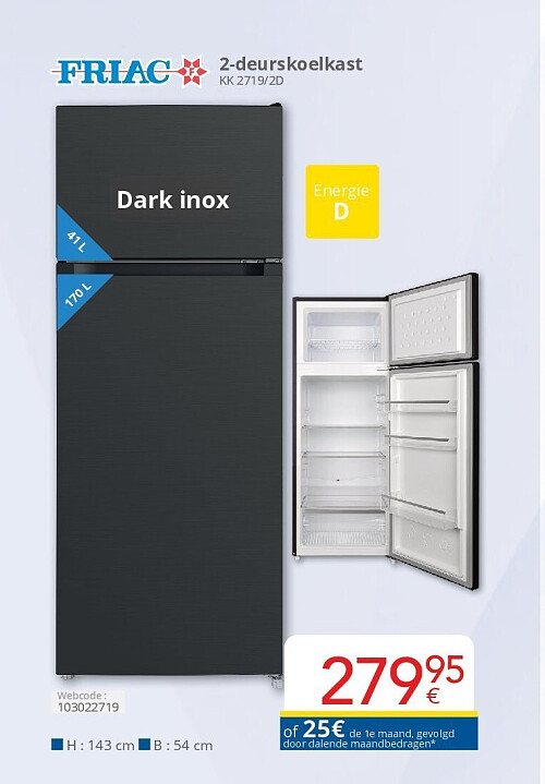 Friac 2-deurskoelkast KK 2719/2D