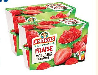 Dessert fruitier fraise avec morceaux Andros