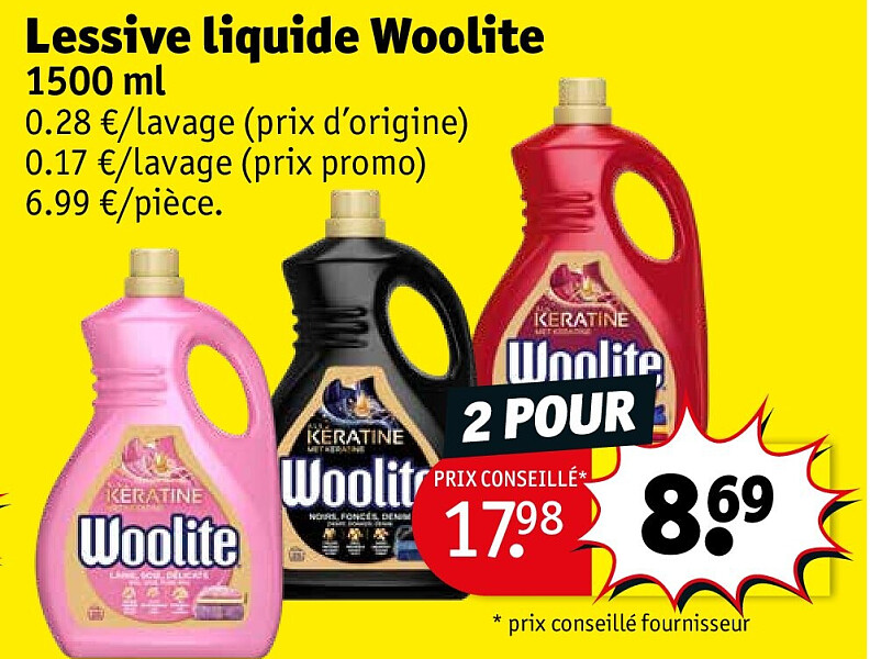 Lessive liquide Woolite 1500 ml 2 POUR