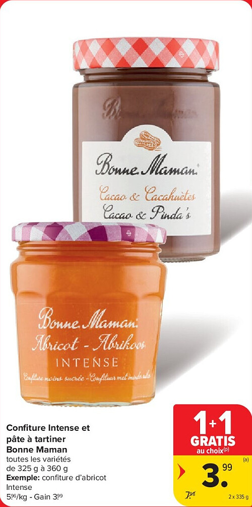 Confiture Intense et pâte à tartiner Bonne Maman 2 x 335 g