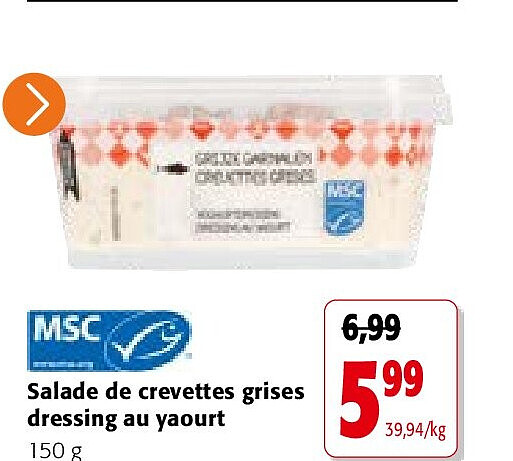 Salade de crevettes grises dressing au yaourt