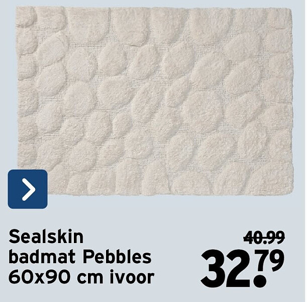 Sealskin badmat Pebbles 60x90 cm ivoor