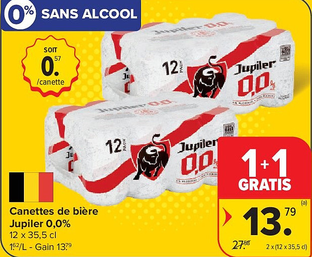 Canettes de bière Jupiler 0,0% 2 x (12 x 35,5 cl)