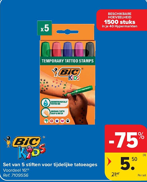 Set van 5 stiften voor tijdelijke tatoeages