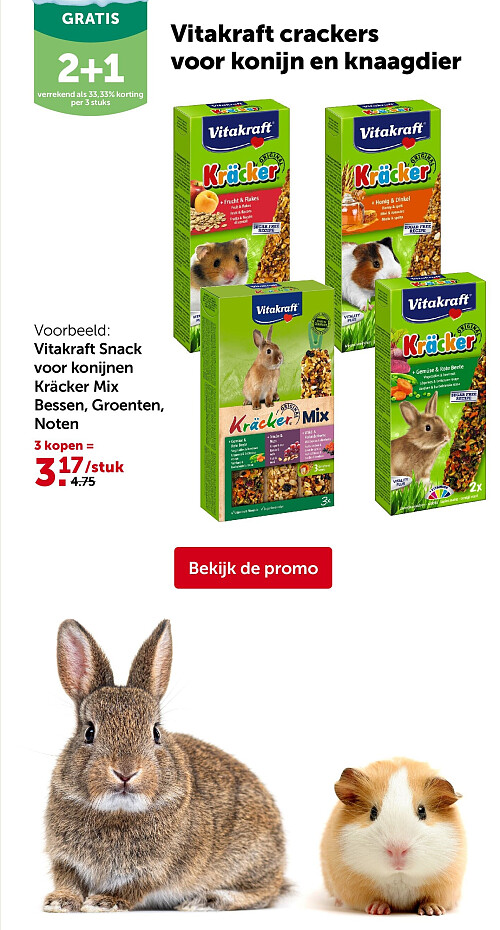 Vitakraft Snack voor konijnen Kräcker Mix Bessen, Groenten, Noten