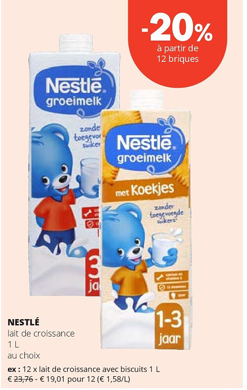 NESTLÉ lait de croissance avec biscuits 1 L
